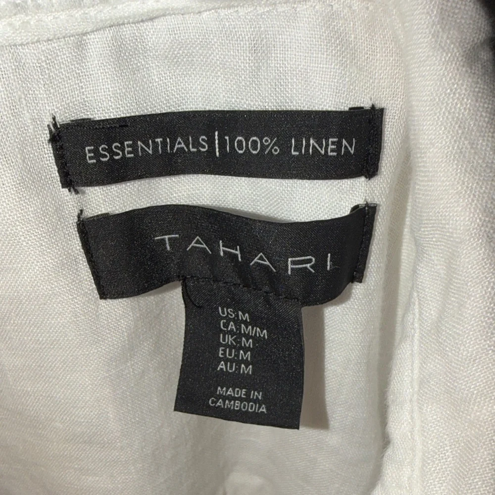Tahari 100% Linen Classic White Button-Up Shirt - Picture 10 of 10